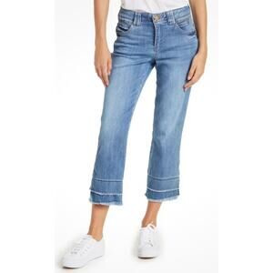 DEMOCRACY Ab solution Kick Flare Double Layer Fray Hem Crop Jeans, size 10